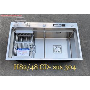 Chậu rửa bát hai hố bậc thang cân có cài dao thớt inox 304